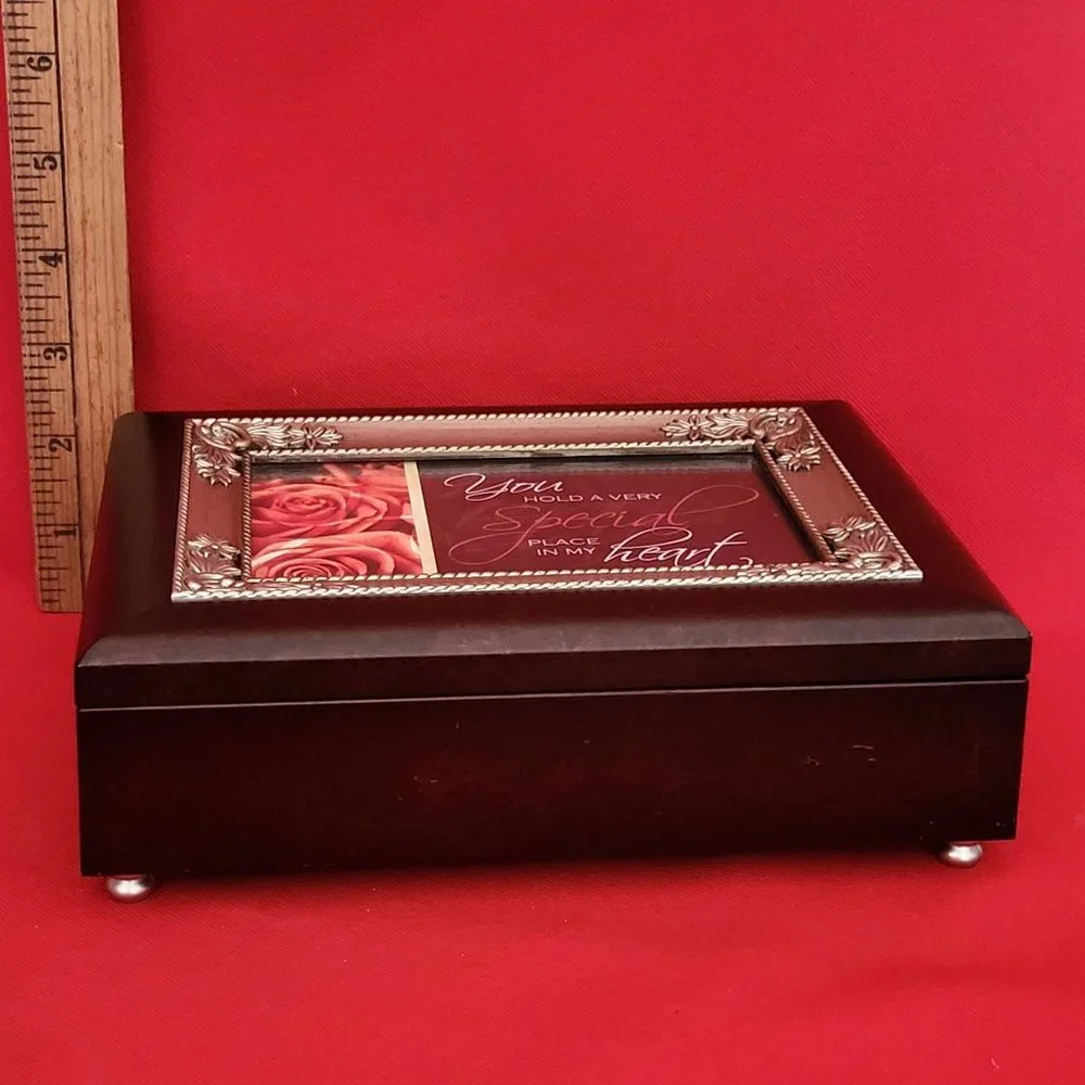 VTG Sankyo Wooden Jewelry Music Box Metal Frame